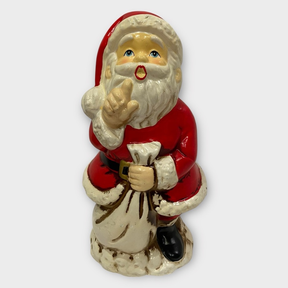 Vintage Japan Christmas 60's Ceramic
Handpainted Santa with Bag 8”